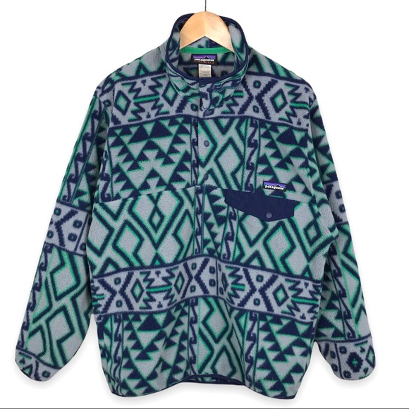 Patagonia Jackets & Blazers - Patagonia 2014 Snap-T Synchilla Tribal Montana Siete Feather Grey Men’s Small